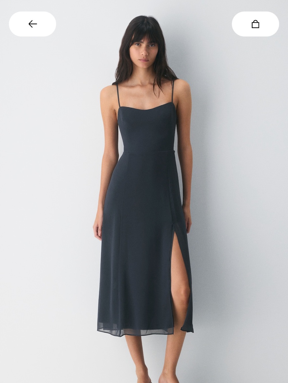 Wilfred Navy Midi Dress with Side Slit
